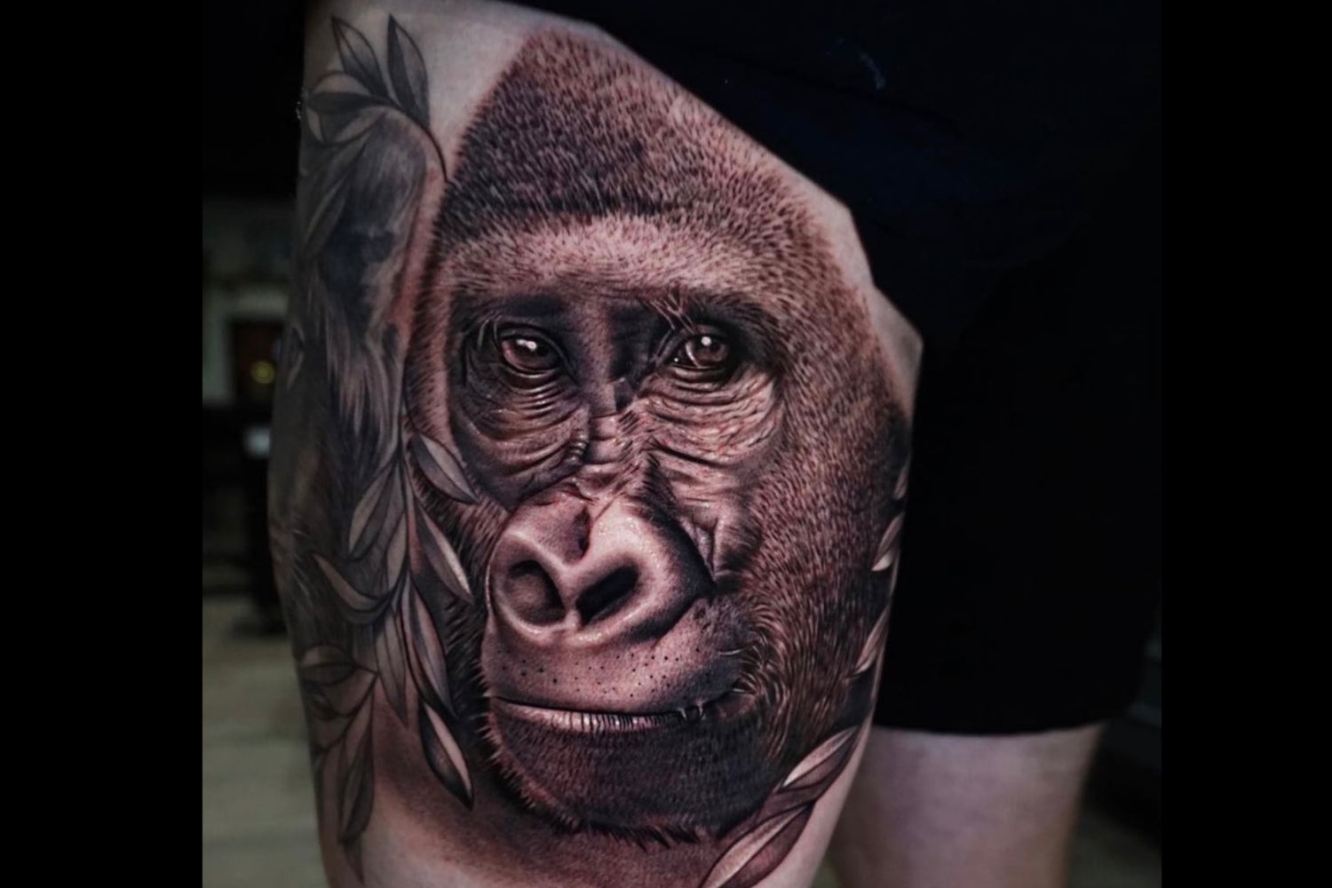 Black and grey gorilla tattoo